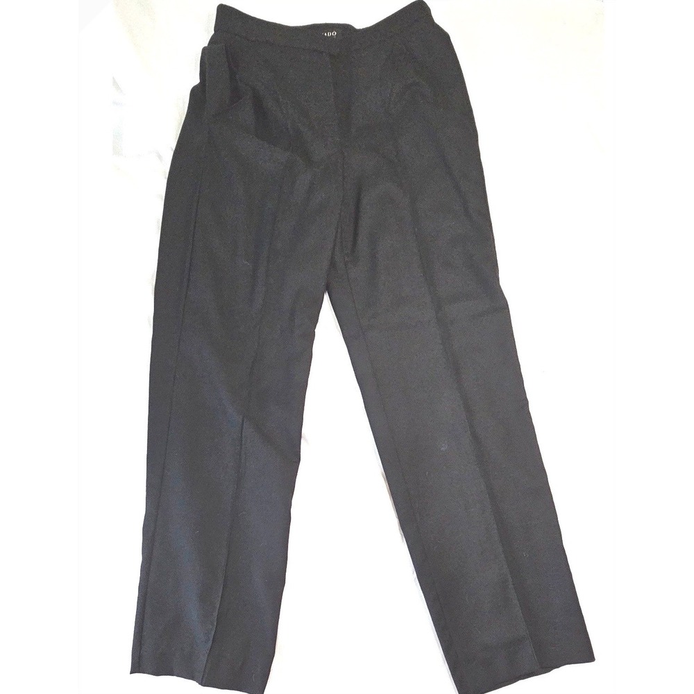 Chado Ralph Rucci Black 100% Cashmere Straight Leg Trousers Made in USA Size 10